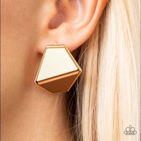 Geometric - Brown Earrings - Picture 3 of 4